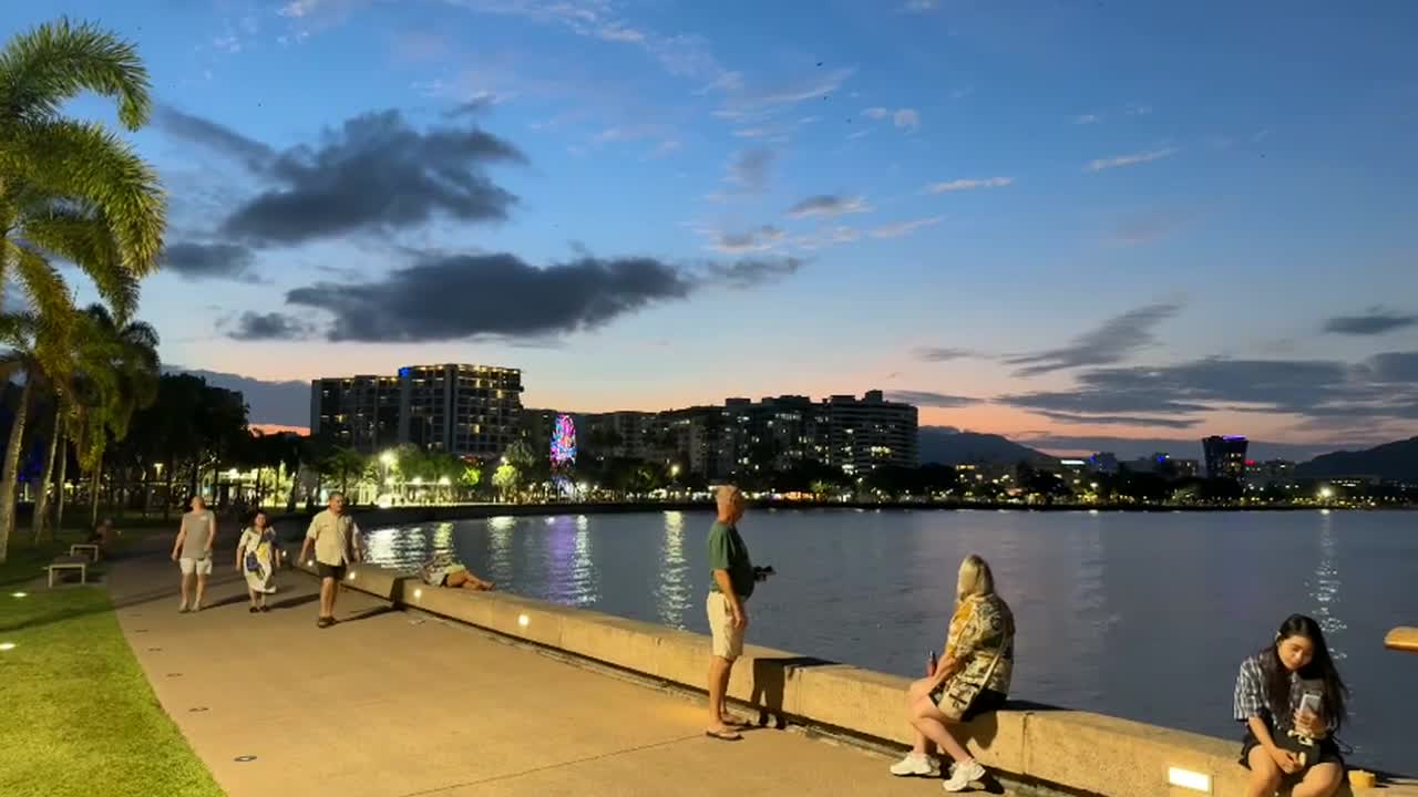 Cairns waterfront at sunset